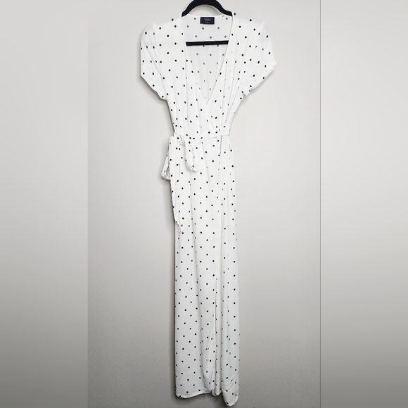 Vici Dresses & Skirts - Vici White Polka Dot Wrap Dress Small